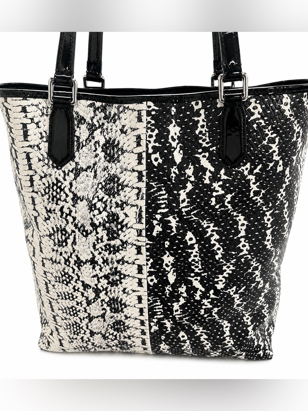 Coach 2018 Python Black and Cream Patterned Tote - Picture 2 of 9
